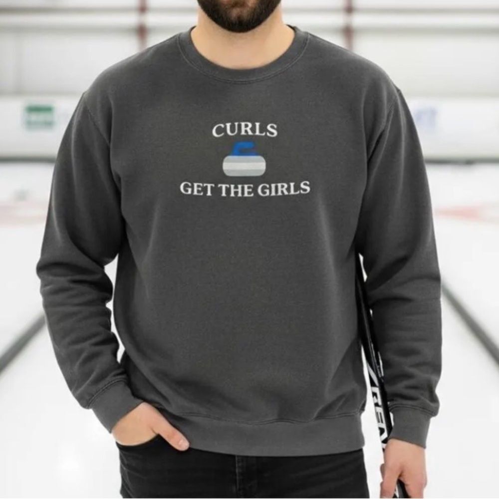 Comfort Colors Curls Get The Girls Sweatshirt Blue Large NWT